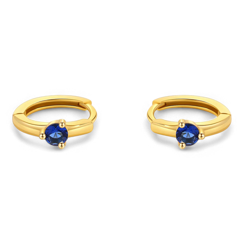 Single Stone Birthstone Huggie Hoop Earrings