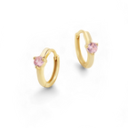 Single Stone Birthstone Huggie Hoop Earrings