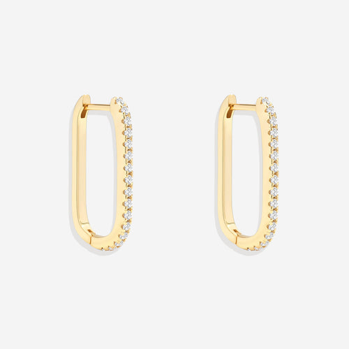 Square Pave Hoop Earrings