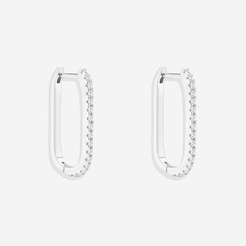 Square Pave Hoop Earrings