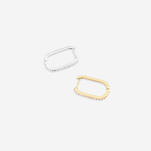 Square Pave Hoop Earrings