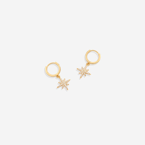 Starburst Drop Huggie Earrings