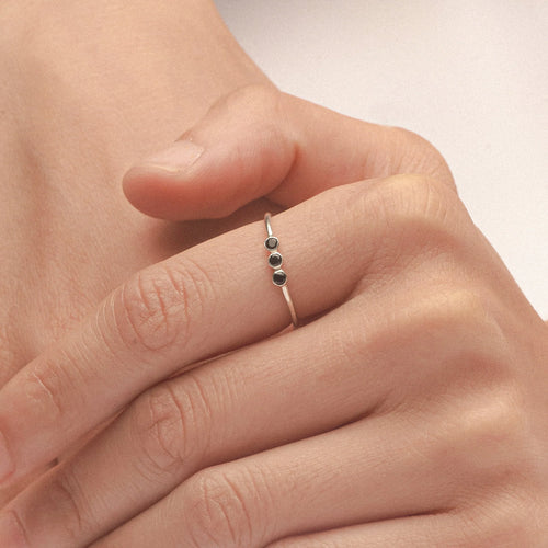 The Tiny Triple Stone Birthstone Ring