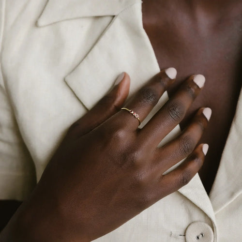 The Tiny Triple Stone Birthstone Ring