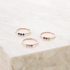 The Tiny Triple Stone Birthstone Ring
