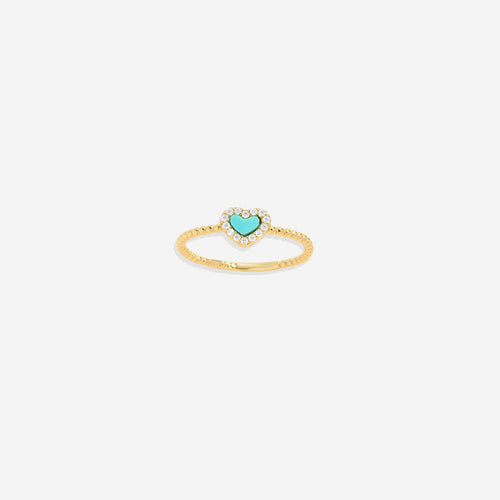 Tiny Gemstone Heart Stacking Ring