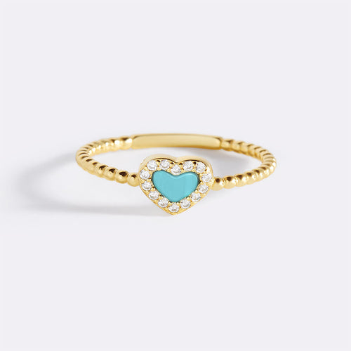 Tiny Gemstone Heart Stacking Ring