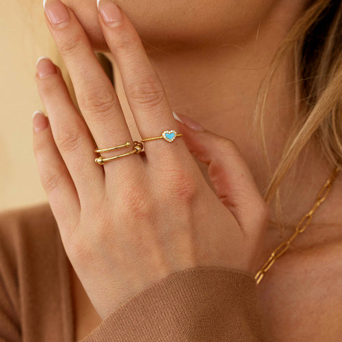 Tiny Gemstone Heart Stacking Ring