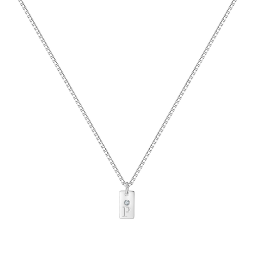 Dainty Pave Tag Initial Necklace