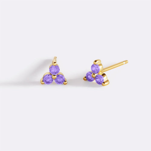 Trinity Birthstone Stud Earrings