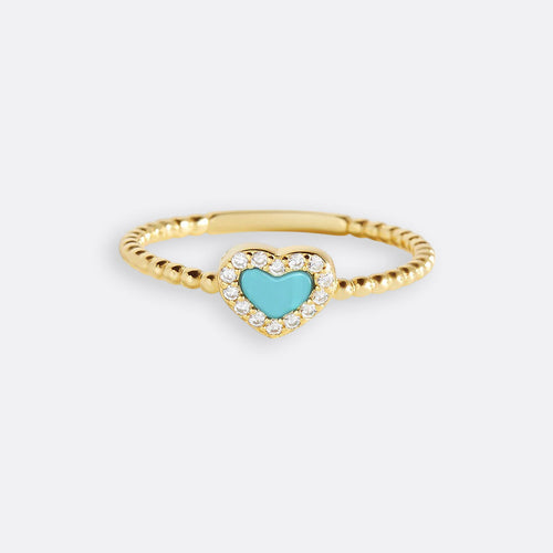Tiny Gemstone Heart Stacking Ring