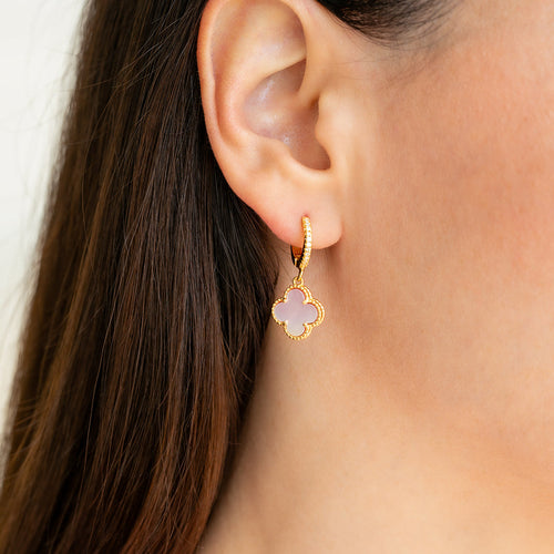 Pave Clover Drop Earrings