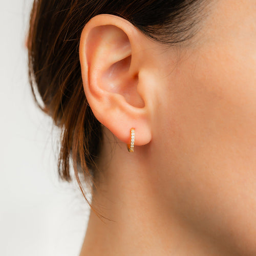 Pave Huggie Hoop Earrings