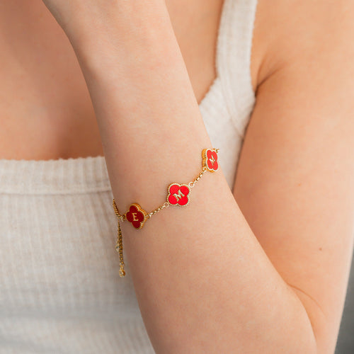 Colorful Clover Custom Name Bracelet