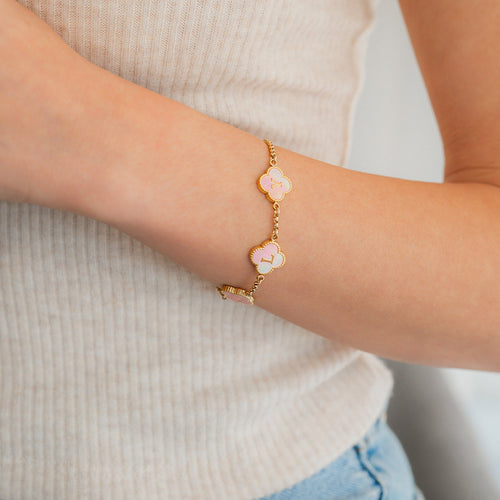 Colorful Clover Custom Name Bracelet