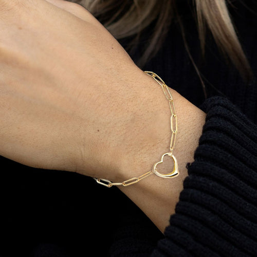 Open Heart Paperclip Chain Bracelet