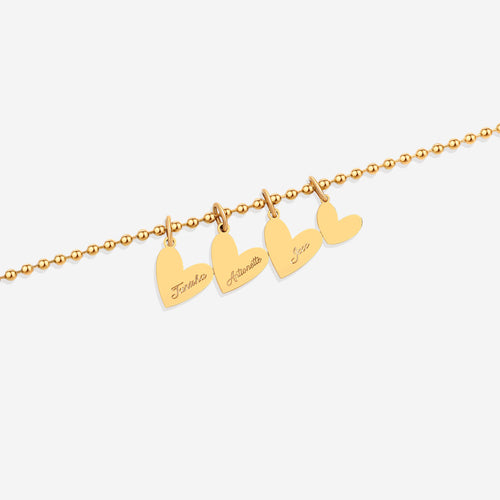 Personalized Beaded Double Heart Charm Bracelet