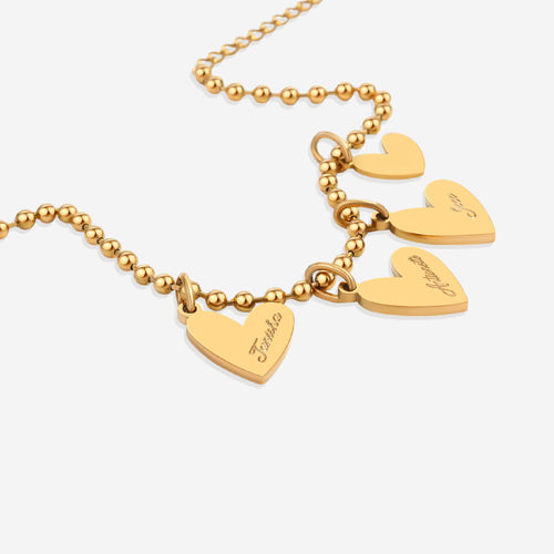 Personalized Beaded Double Heart Charm Bracelet