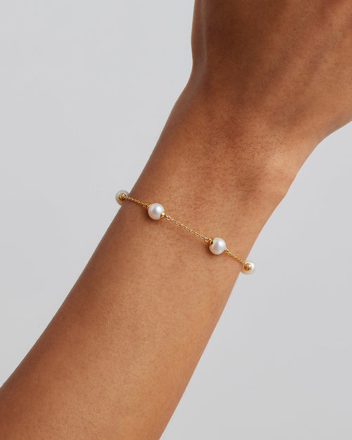 Yellow Gold Vermeil Floating On Air Pearl Bracelet