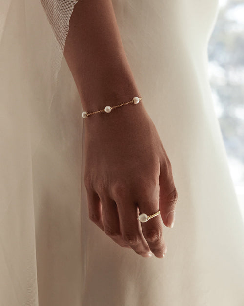 Yellow Gold Vermeil Floating On Air Pearl Bracelet