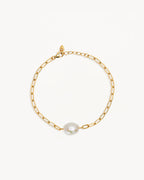 Yellow Gold Vermeil Breathe Pearl Bracelet