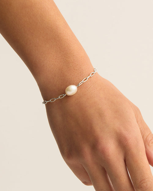 White Gold Vermeil Breathe Pearl Bracelet