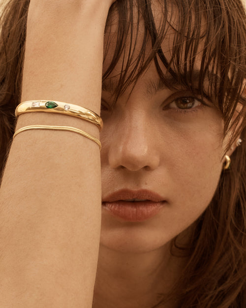 Yellow Gold Vermeil Herringbone Chain Bracelet