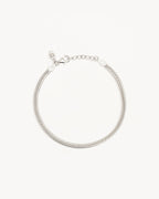 White Gold Vermeil Herringbone Chain Bracelet