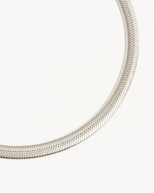 White Gold Vermeil Herringbone Chain Bracelet