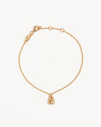 Yellow Gold Vermeil Crystal Lotus Padlock Bracelet