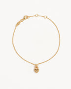 Yellow Gold Vermeil Crystal Lotus Heart Padlock Bracelet