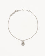 White Gold Vermeil Crystal Lotus Heart Padlock Bracelet