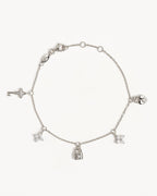 White Gold Vermeil Love Unlocked Charm Bracelet