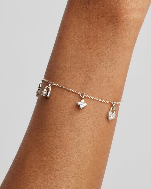 White Gold Vermeil Love Unlocked Charm Bracelet