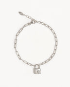 White Gold Vermeil Promise of Us Lotus Padlock Bracelet