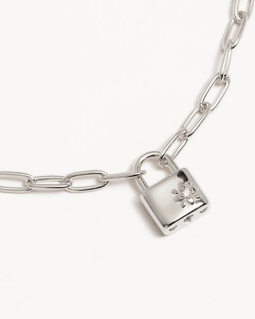 White Gold Vermeil Promise of Us Lotus Padlock Bracelet