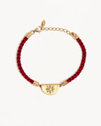Yellow Gold Vermeil Lotus Red Silk Cord Bracelet