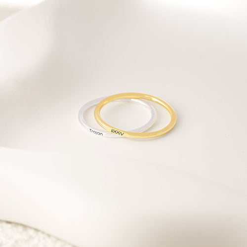 Flat Top Super Tiny Stackable Name Ring