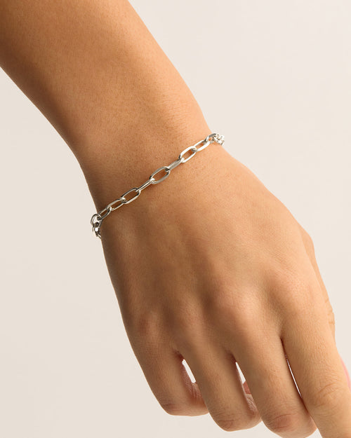 White Gold Vermeil Fate Link Chain Bracelet