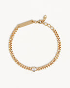Yellow Gold Vermeil Radiant Heart Engravable Curb Bracelet