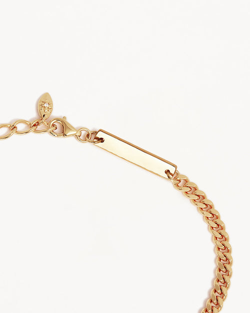 Yellow Gold Vermeil Radiant Heart Engravable Curb Bracelet