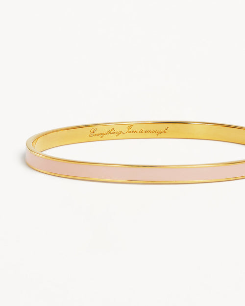 Yellow Gold Vermeil Born to Bloom Enamel Bangle - Rose Quartz