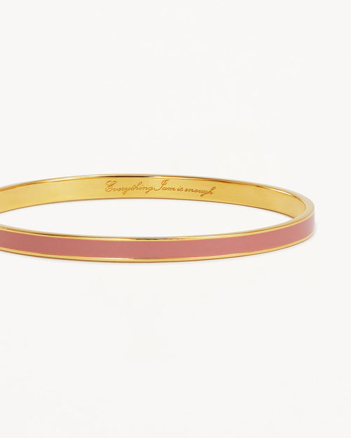 Yellow Gold Vermeil Born to Bloom Enamel Bangle - Pink Clay