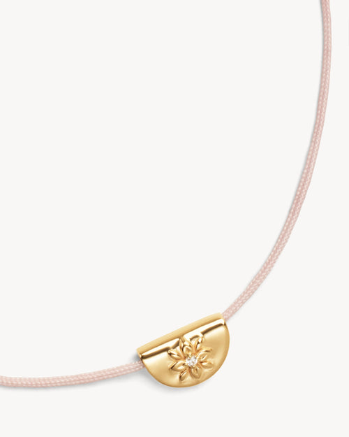 Yellow Gold Vermeil Lotus of Hope Cord Bracelet - Rose Quartz