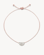 White Gold Vermeil Lotus of Hope Cord Bracelet - Rose Quartz