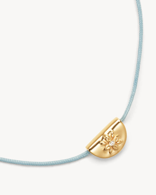 Yellow Gold Vermeil Lotus of Hope Cord Bracelet - Cloud Blue