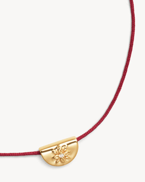 Yellow Gold Vermeil Lotus of Hope Cord Bracelet - Burgundy