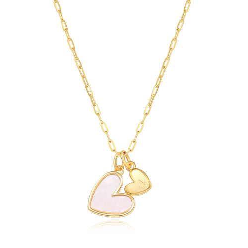 Mother Of Pearl Heart Initial Necklace