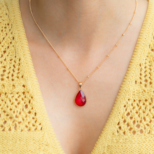 Birthstone Drop Pendant Necklace