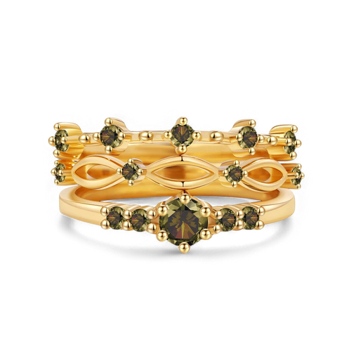 Braided Birthstone Stacking Ring Set